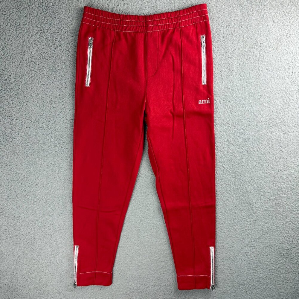 Ami Paris Pants Mens Small Red Alexandre Mattiussi Zip Track Jogger Sweatpants 3